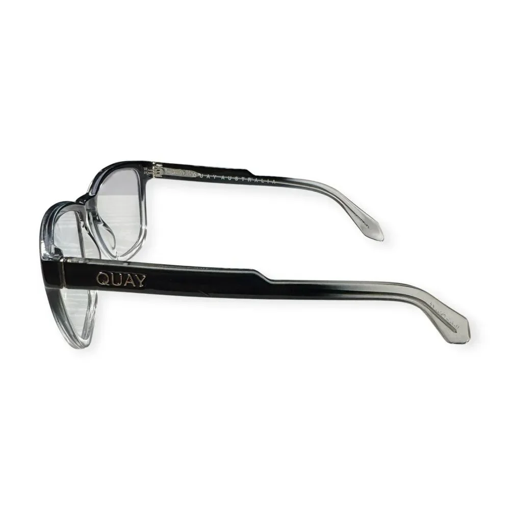 Quay Australia Hardwire 126 Eyeglasses Blue Light Lenses Black Clear Fade Frame - Picture 2 of 6